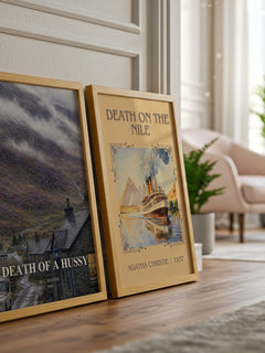 Death of a Hussy watercolour print framed by window – literary home decor