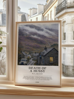 Death of a Hussy bookish poster colour and style options – M. C. Beaton book art