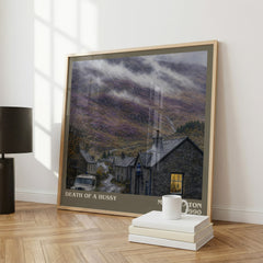 Death of a Hussy literary print framed by window – literary home decor