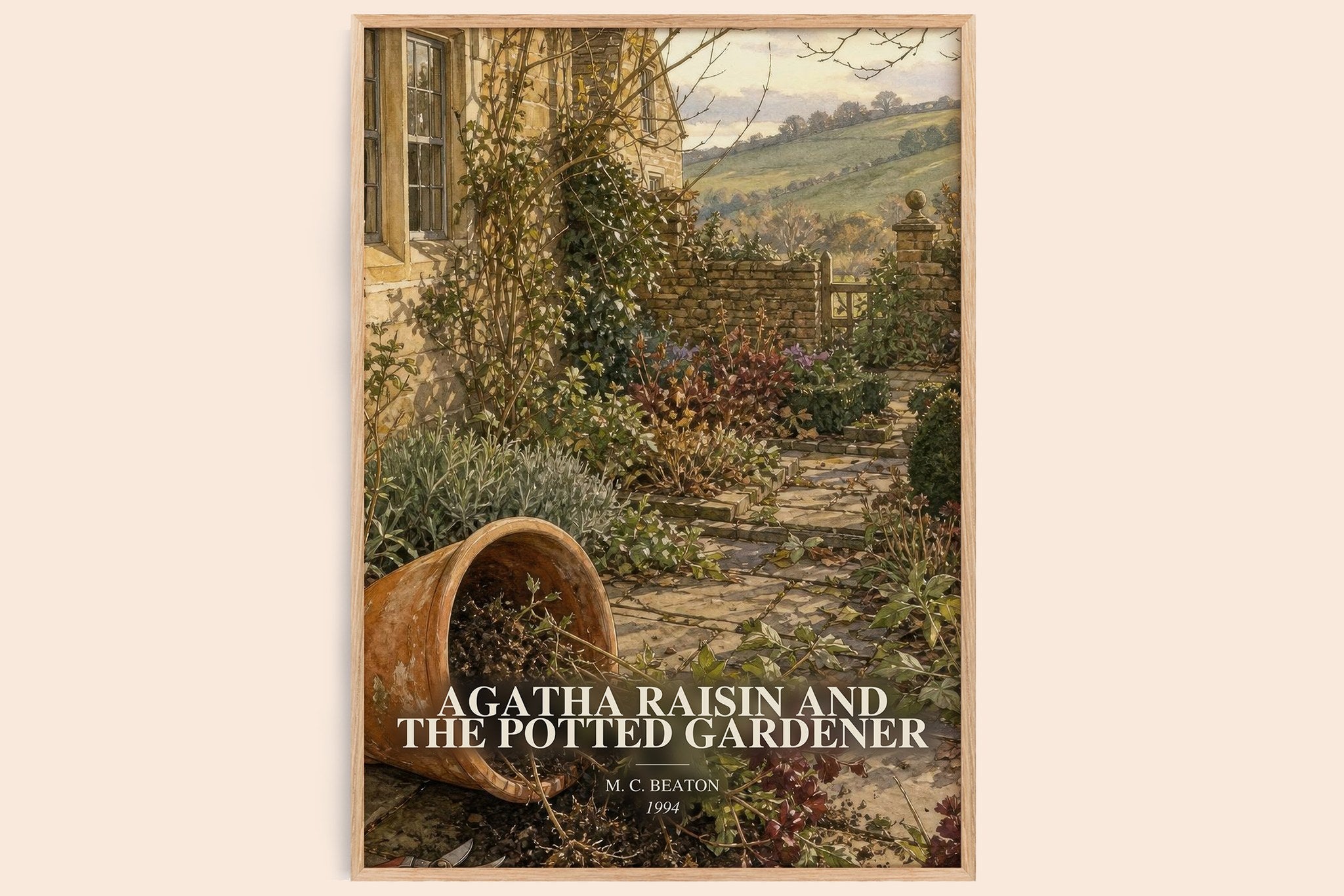 Agatha Raisin and the Potted Gardener Book Watercolour Illustration by M. C. Beaton