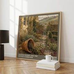 Agatha Raisin and the Potted Gardener literary print framed by window – literary home decor