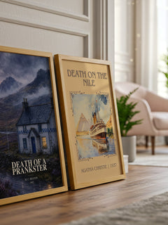 Death of a Prankster watercolour print framed by window – literary home decor