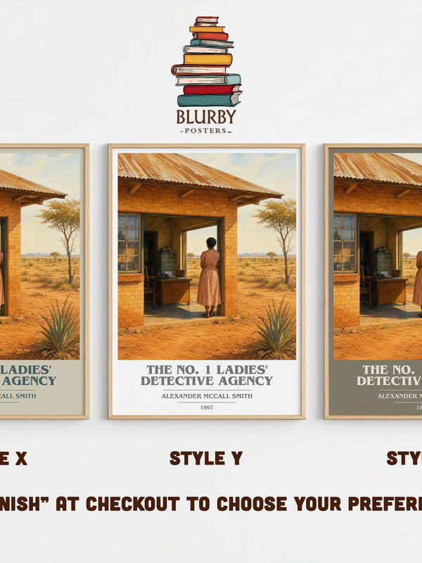 The No. 1 Ladies' Detective Agency book cover print in frame leaning in hallway – mystery wall art