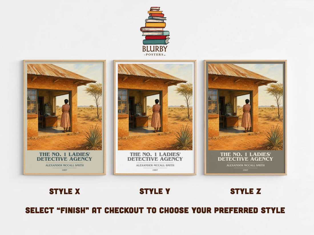 The No. 1 Ladies' Detective Agency book cover print in frame leaning in hallway – mystery wall art (mockup)