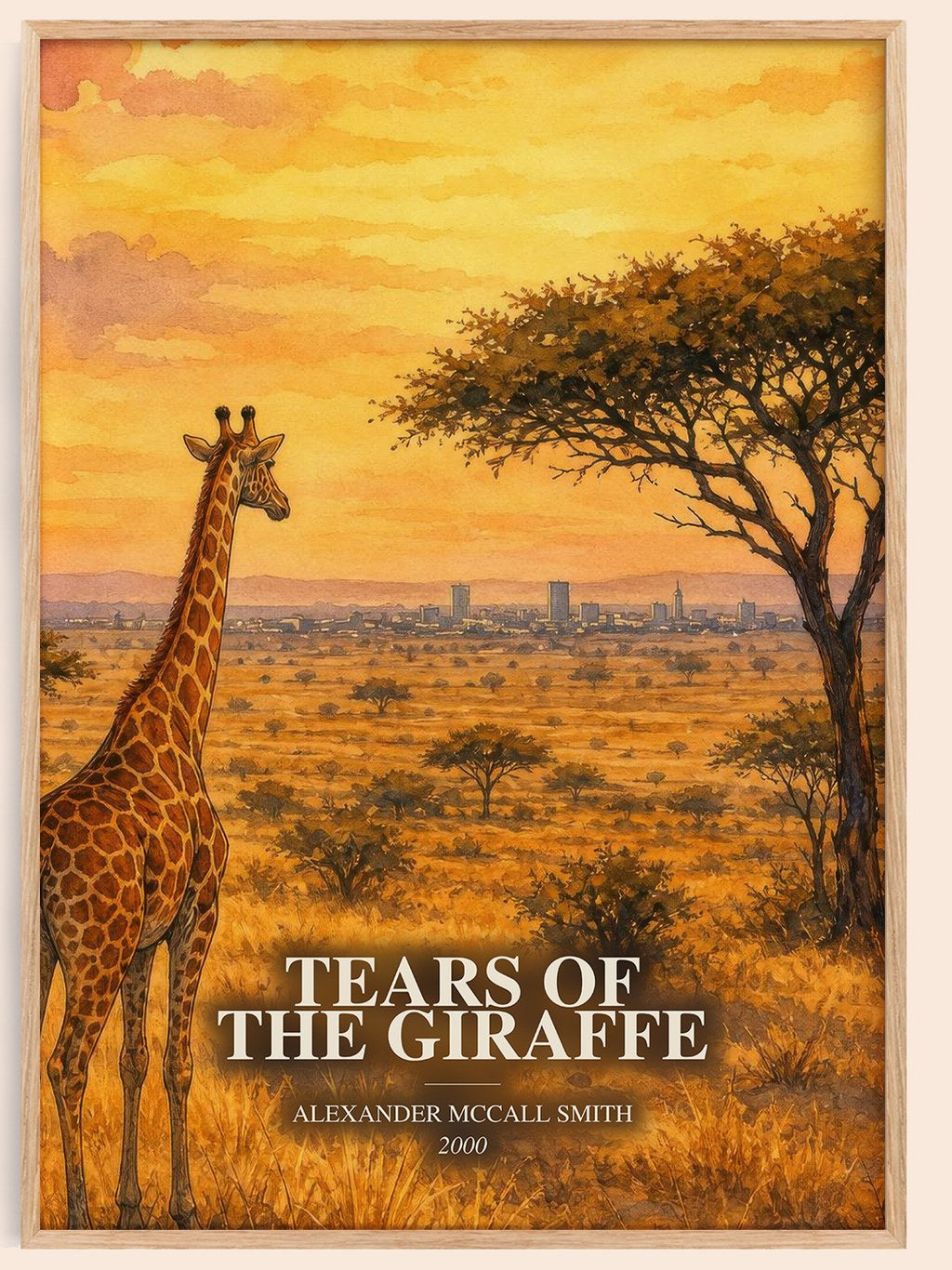 Tears of the Giraffe watercolour book poster by Alexander McCall Smith – framed literary art print