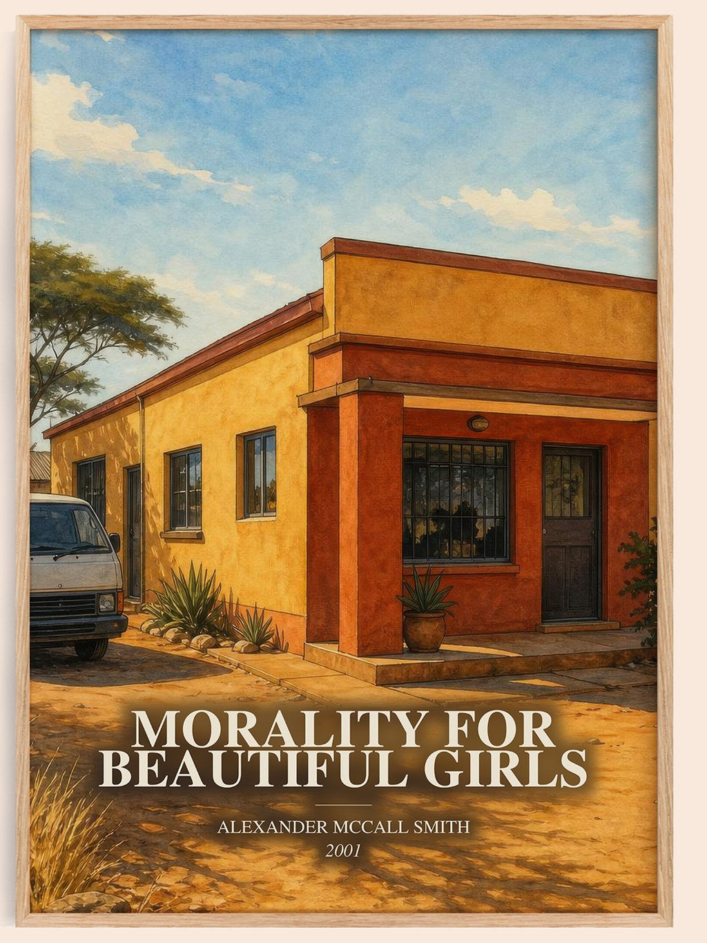Morality for Beautiful Girls watercolour book poster by Alexander McCall Smith – framed literary art print