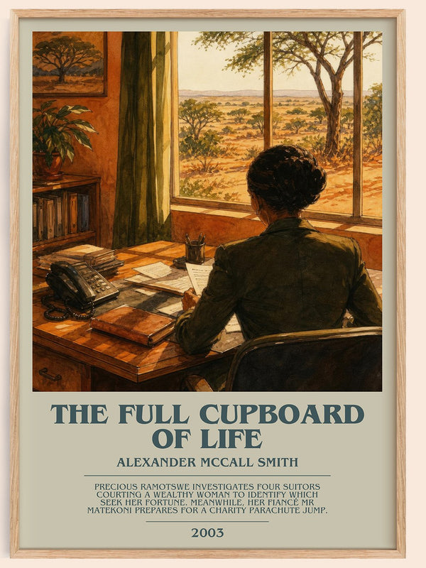 The Full Cupboard of Life bookish book poster by Alexander McCall Smith – framed literary art print