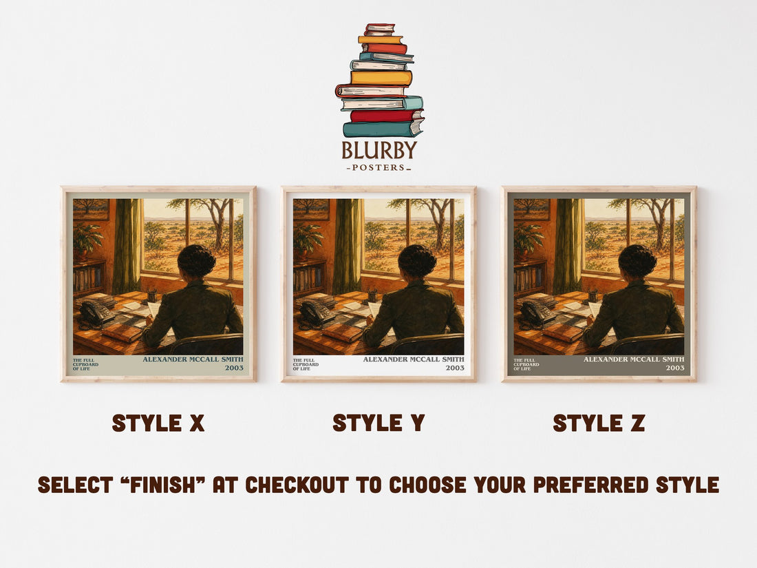 The Full Cupboard of Life literary print in frame leaning in hallway – mystery wall art (mockup)