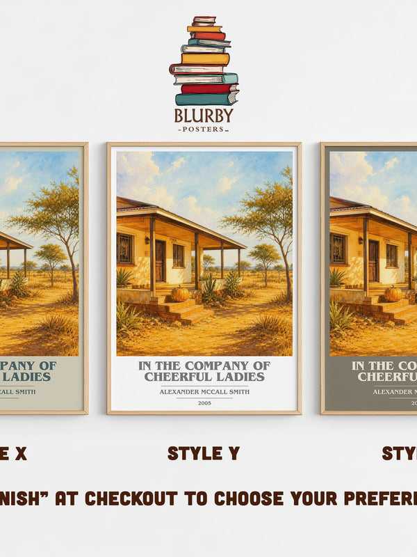 In the Company of Cheerful Ladies book cover print in frame leaning in hallway – mystery wall art