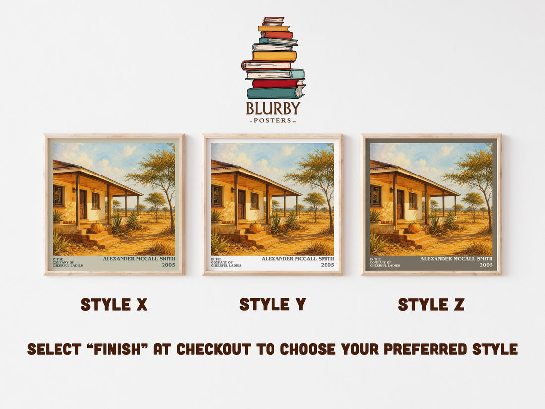 In the Company of Cheerful Ladies literary print in frame leaning in hallway – mystery wall art (mockup)