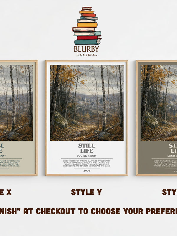 Still Life bookish print in frame leaning in hallway – mystery wall art