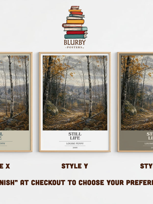 Still Life book cover print in frame leaning in hallway – mystery wall art