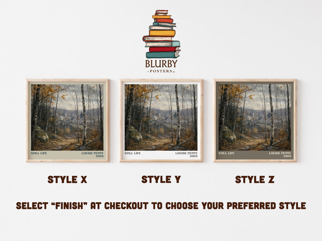 Still Life literary print in frame leaning in hallway – mystery wall art (mockup)