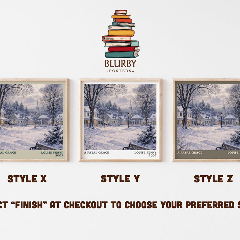 A Fatal Grace literary print in frame leaning in hallway – mystery wall art
