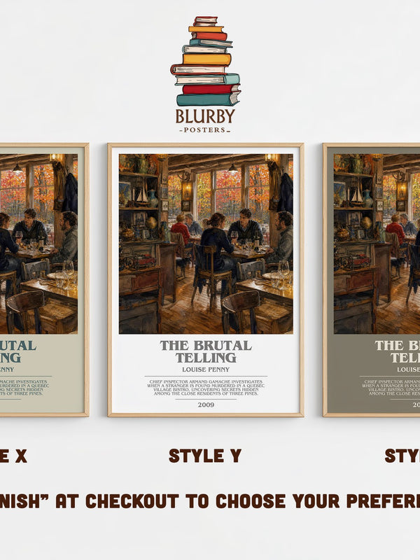 The Brutal Telling bookish print in frame leaning in hallway – mystery wall art