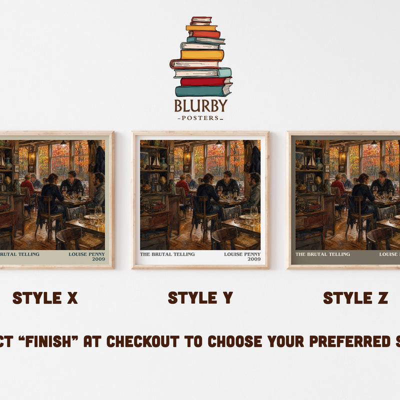 The Brutal Telling literary print in frame leaning in hallway – mystery wall art