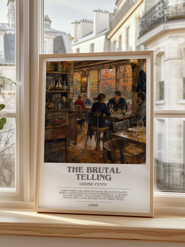 The Brutal Telling bookish poster colour and style options – Louise Penny book art