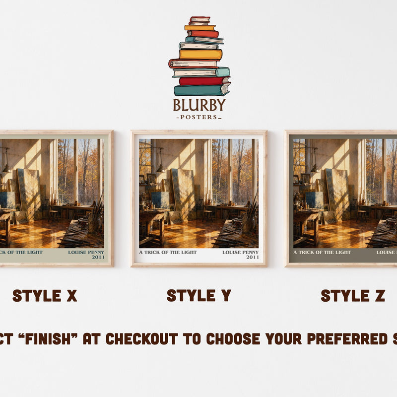 A Trick of the Light literary print in frame leaning in hallway – mystery wall art