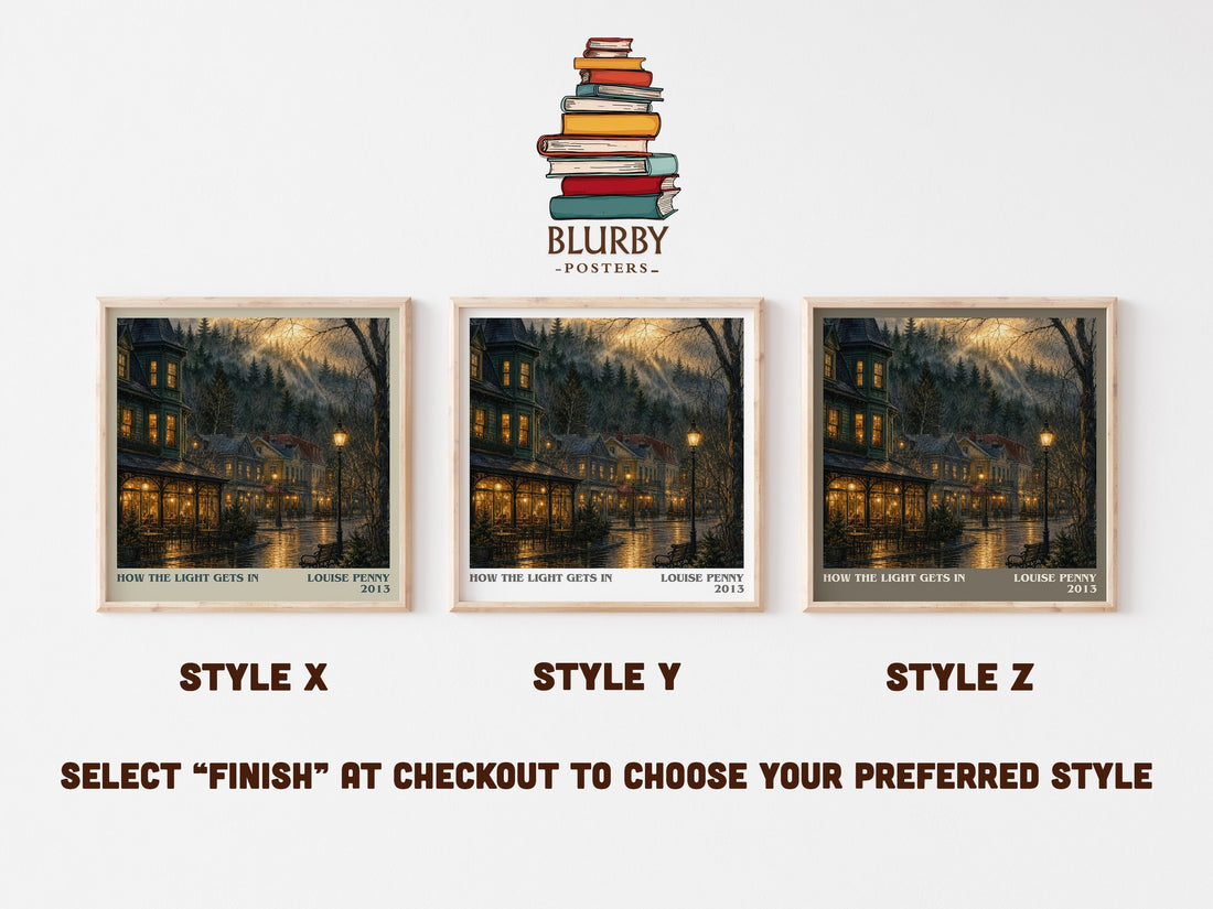 How the Light Gets In literary print in frame leaning in hallway – mystery wall art (mockup)