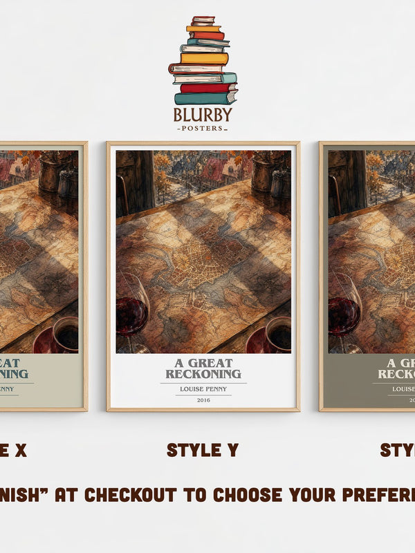 A Great Reckoning book cover print in frame leaning in hallway – mystery wall art