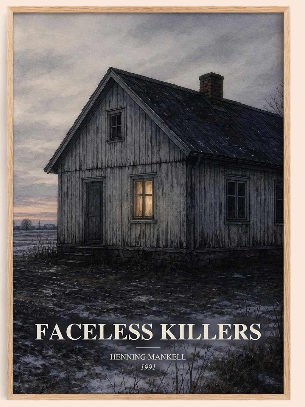 Faceless Killers watercolour book poster by Henning Mankell – framed literary art print