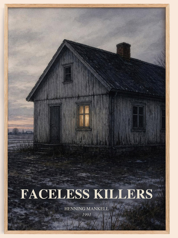 Faceless Killers watercolour book poster by Henning Mankell – framed literary art print