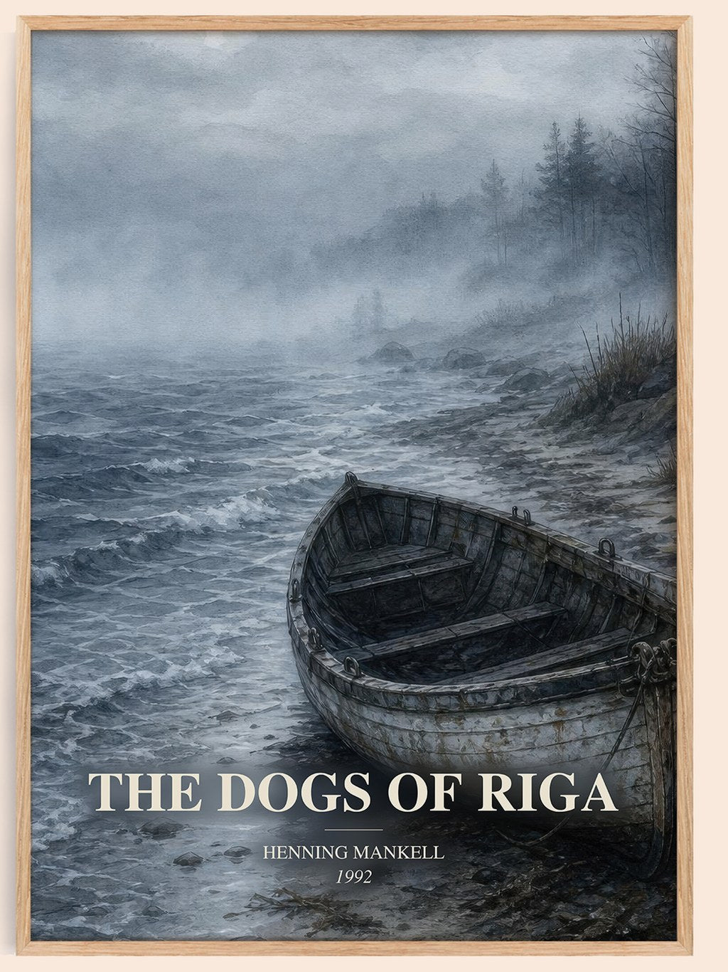 The Dogs of Riga watercolour book poster by Henning Mankell – framed literary art print