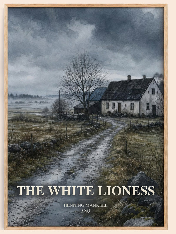 The White Lioness watercolour book poster by Henning Mankell – framed literary art print