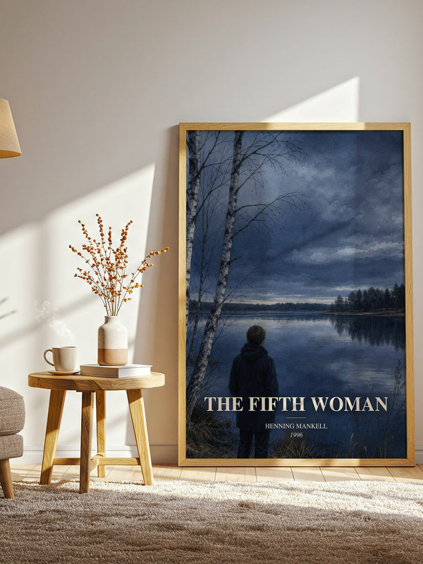 The Fifth Woman watercolour print in frame leaning in hallway – crime wall art