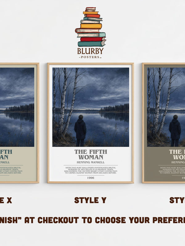 The Fifth Woman bookish print in frame leaning in hallway – crime wall art