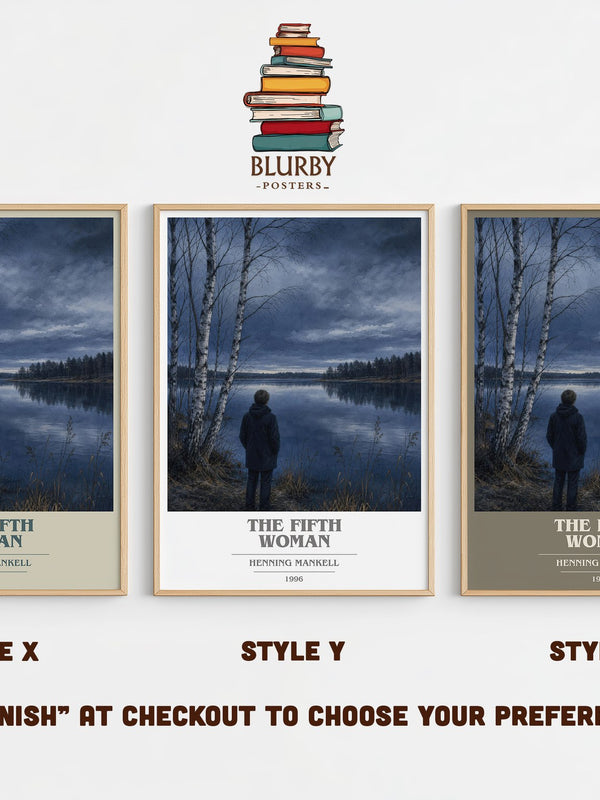 The Fifth Woman book cover print in frame leaning in hallway – crime wall art