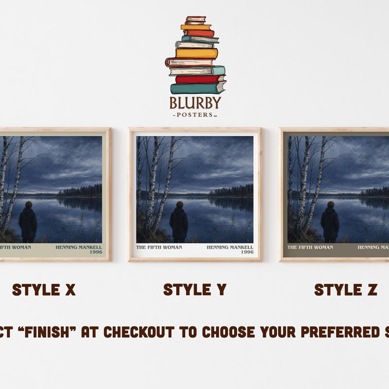 The Fifth Woman literary print in frame leaning in hallway – crime wall art