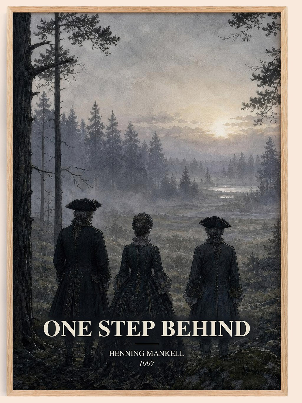 One Step Behind watercolour book poster by Henning Mankell – framed literary art print