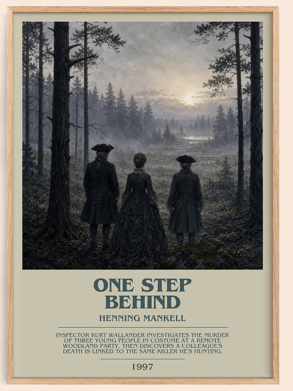One Step Behind bookish book poster by Henning Mankell – framed literary art print