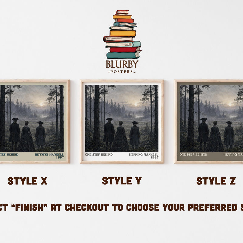 One Step Behind literary print in frame leaning in hallway – crime wall art