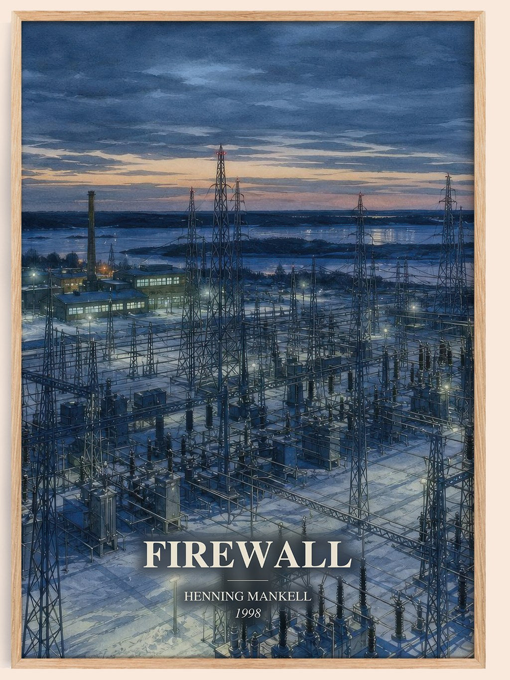 Firewall watercolour book poster by Henning Mankell – framed literary art print
