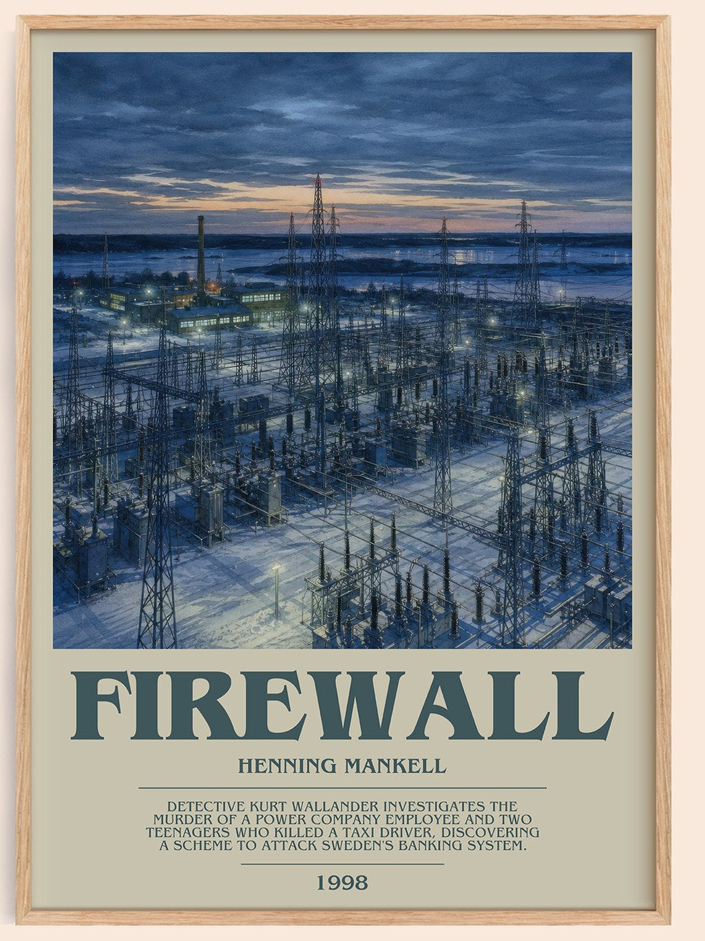 Firewall bookish book poster by Henning Mankell – framed literary art print