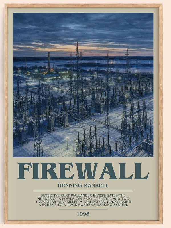 Firewall bookish book poster by Henning Mankell – framed literary art print