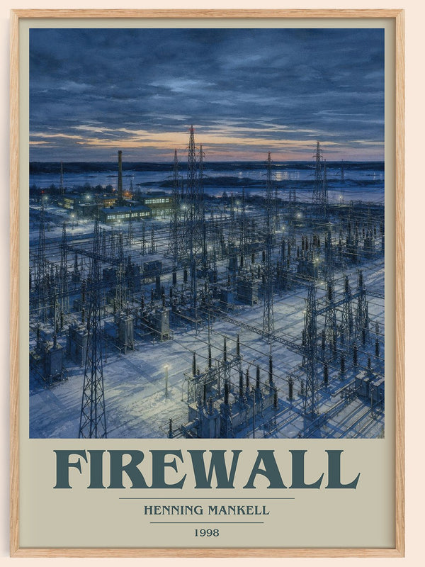 Firewall book cover book poster by Henning Mankell – framed literary art print