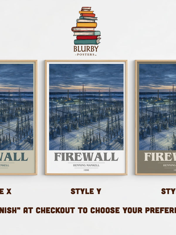 Firewall book cover print in frame leaning in hallway – crime wall art