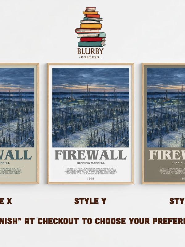 Firewall bookish print in frame leaning in hallway – crime wall art