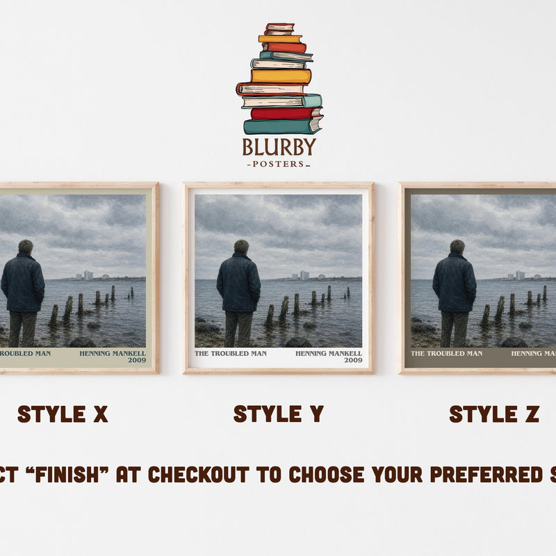 The Troubled Man literary print in frame leaning in hallway – crime wall art