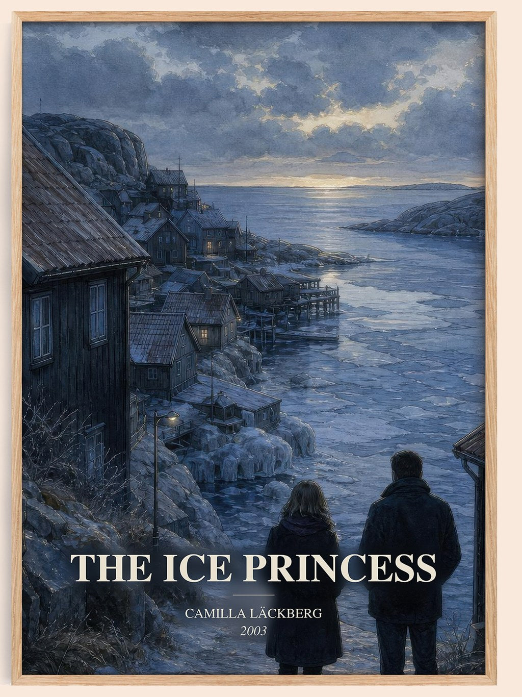 The Ice Princess watercolour book poster by Camilla Läckberg – framed literary art print