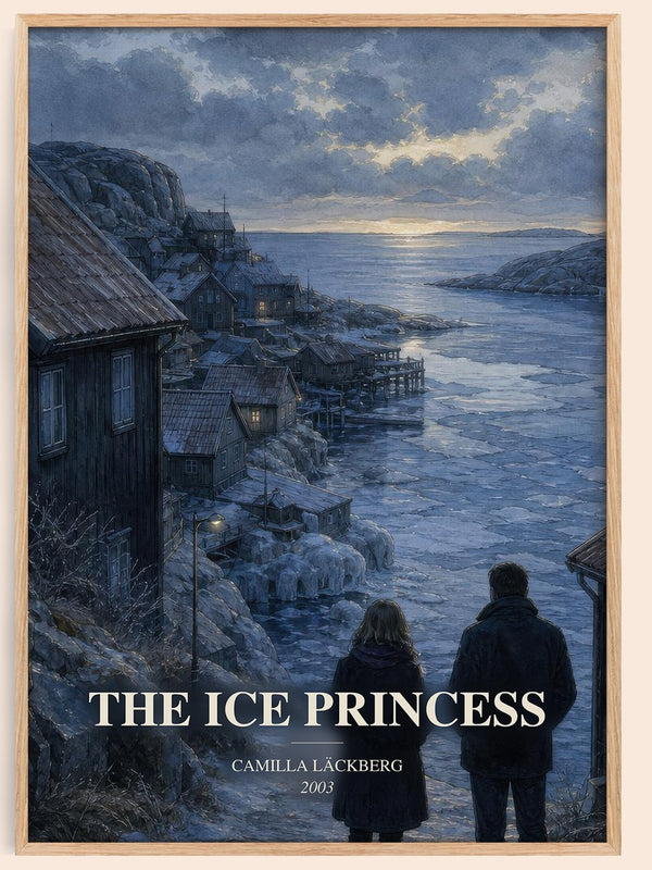 The Ice Princess watercolour book poster by Camilla Läckberg – framed literary art print