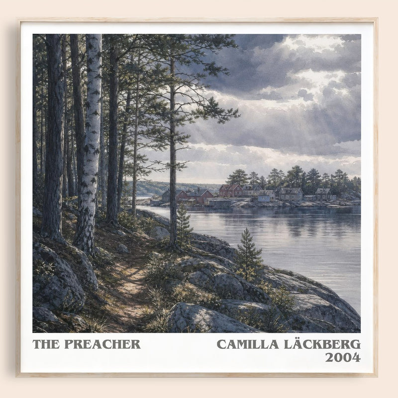 The Preacher literary book poster by Camilla Läckberg – framed literary art print
