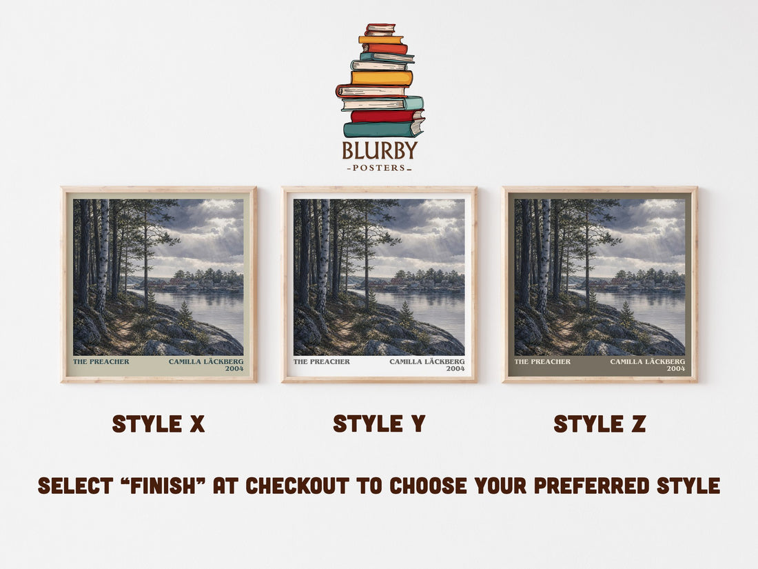 The Preacher literary print in frame leaning in hallway – crime wall art (mockup)