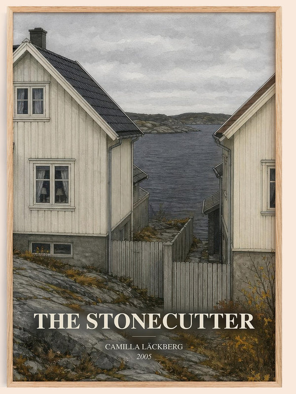 The Stonecutter watercolour book poster by Camilla Läckberg – framed literary art print