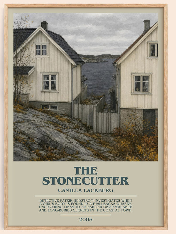 The Stonecutter bookish book poster by Camilla Läckberg – framed literary art print