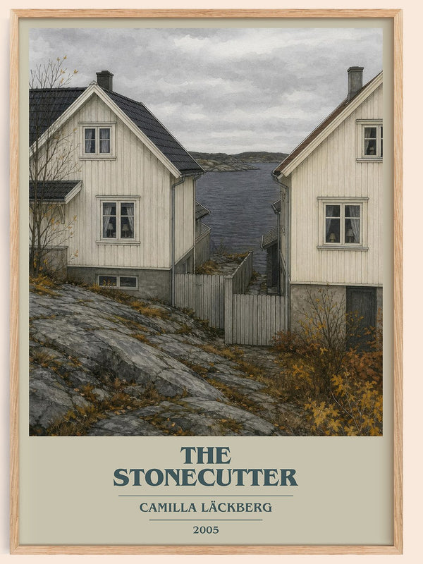 The Stonecutter book cover book poster by Camilla Läckberg – framed literary art print