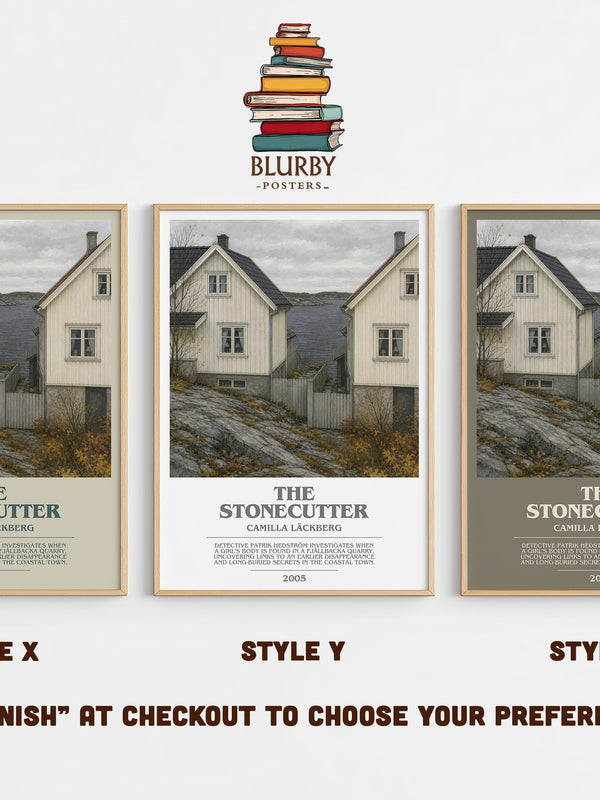 The Stonecutter bookish print in frame leaning in hallway – crime wall art